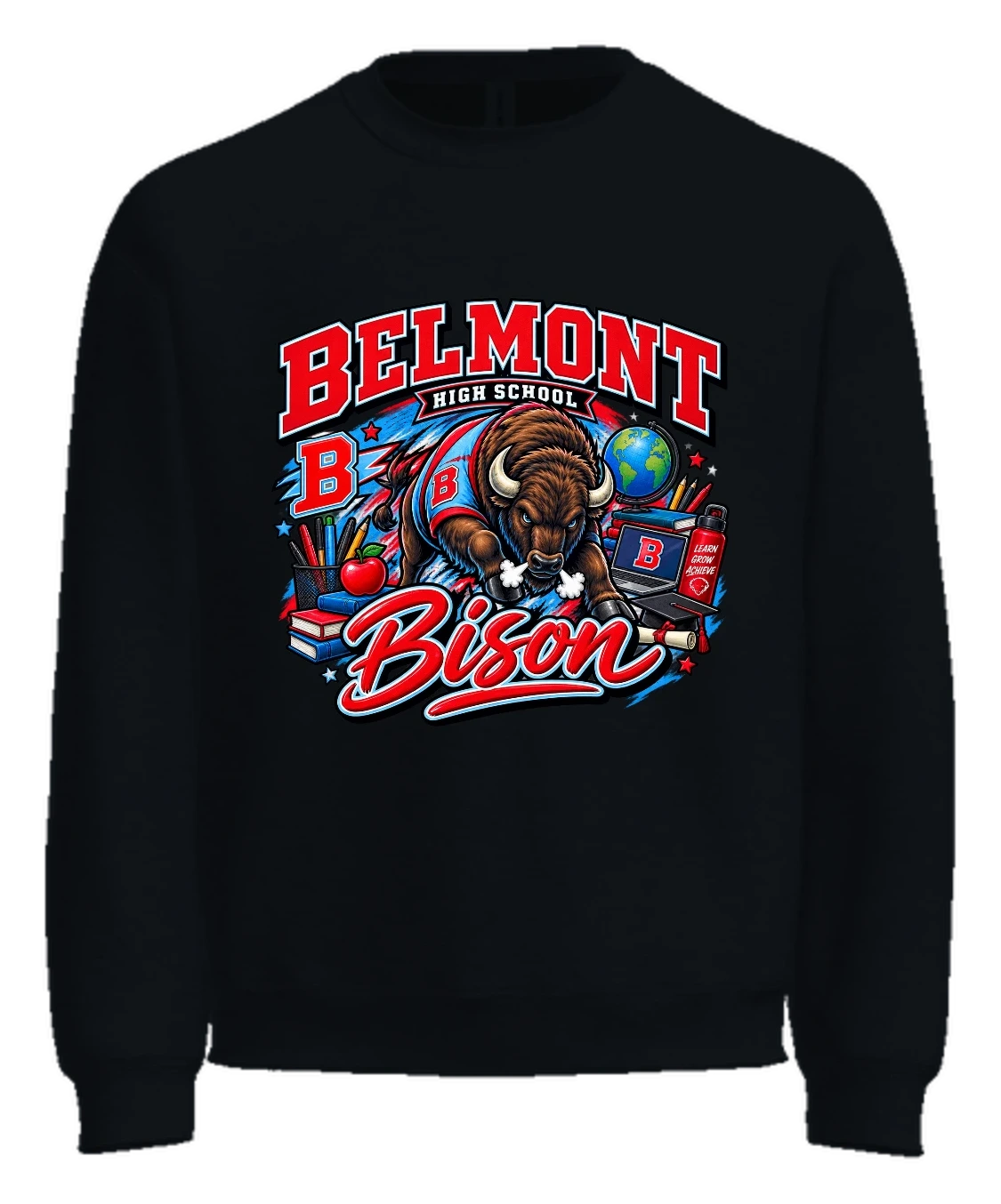 Belmont High School Crewneck — Black