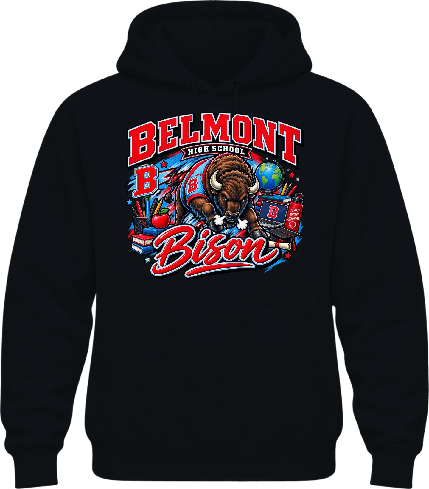 Belmont High School Hoodie — Black
