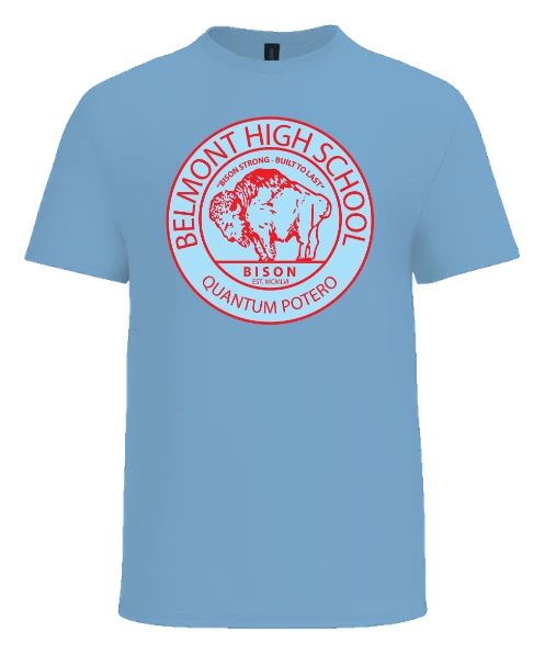 Belmont High School Tee — Light Blue front