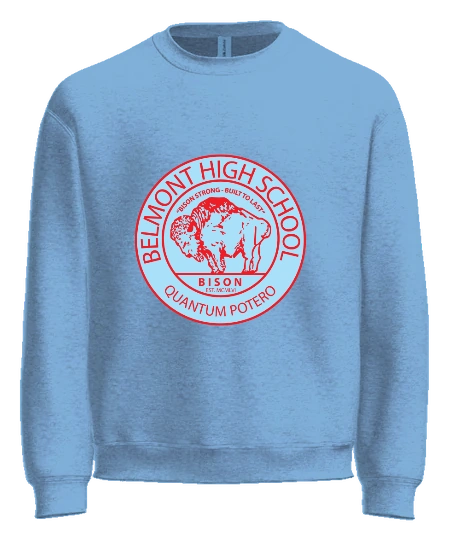 Belmont High School Crewneck — Light Blue front