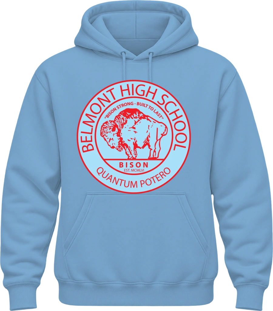 Belmont High School Hoodie — Light Blue front