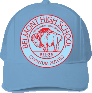 Belmont High School Trucker Hat — Light Blue front