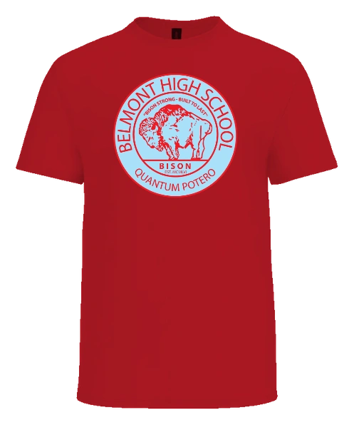 Belmont High School Tee — Red front