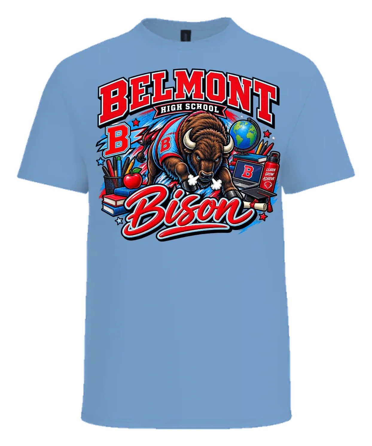 Belmont High School Tee — Light Blue