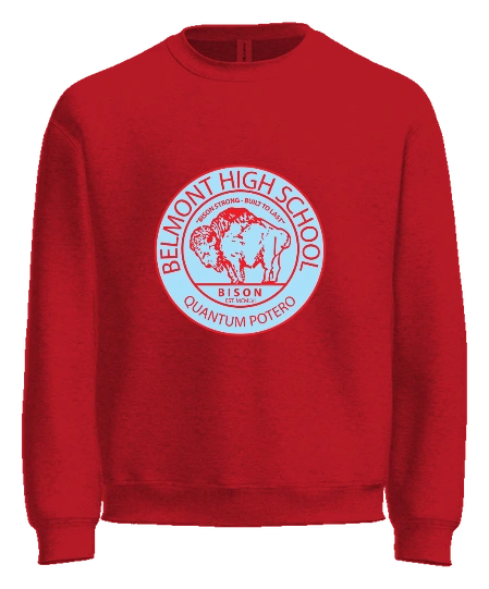 Belmont High School Crewneck — Red front