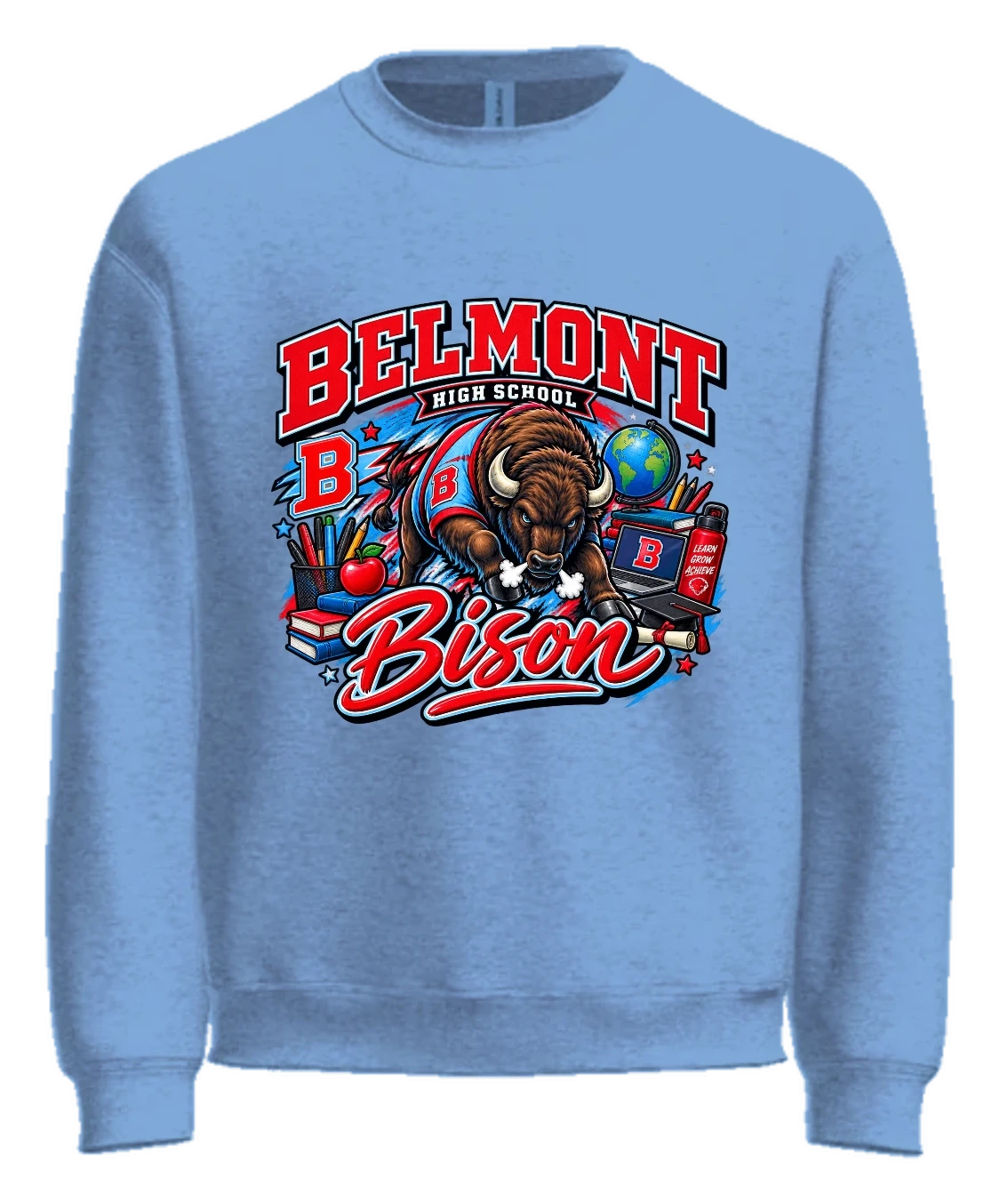 Belmont High School Crewneck — Light Blue