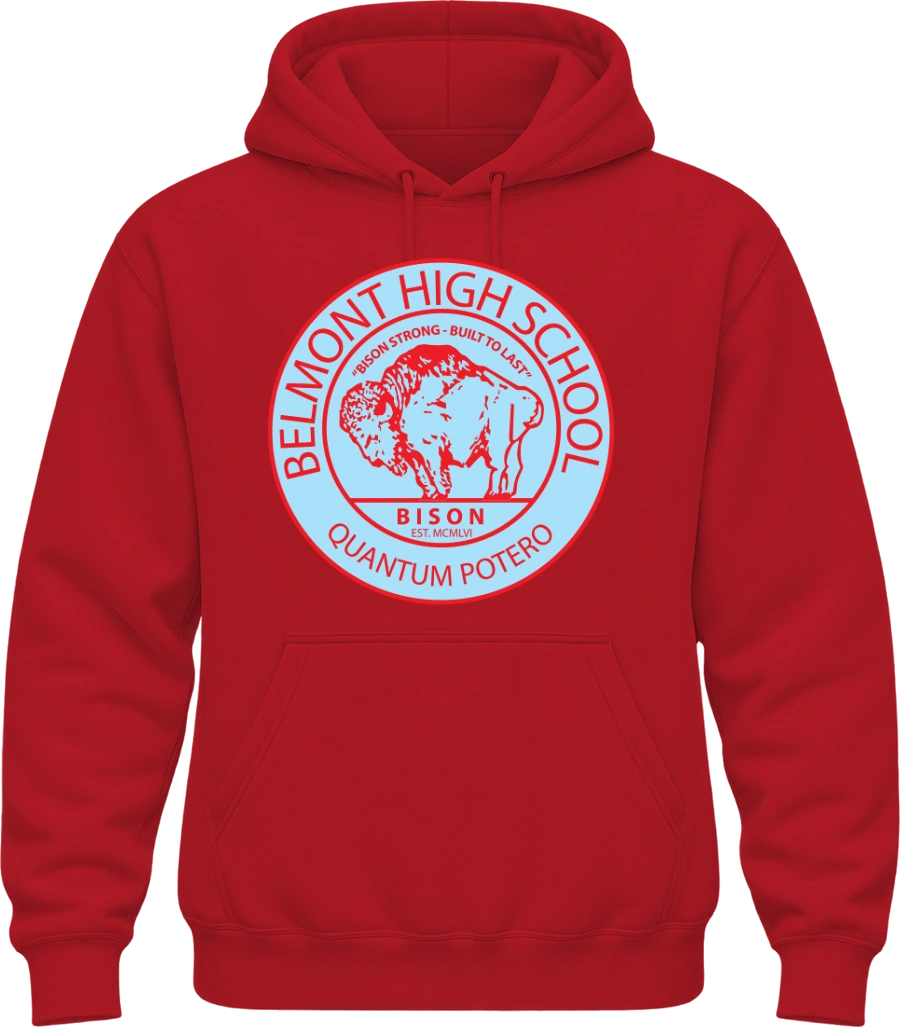 Belmont High School Hoodie — Red front