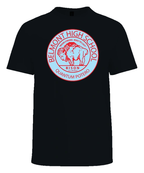 Belmont High School Tee — Black front