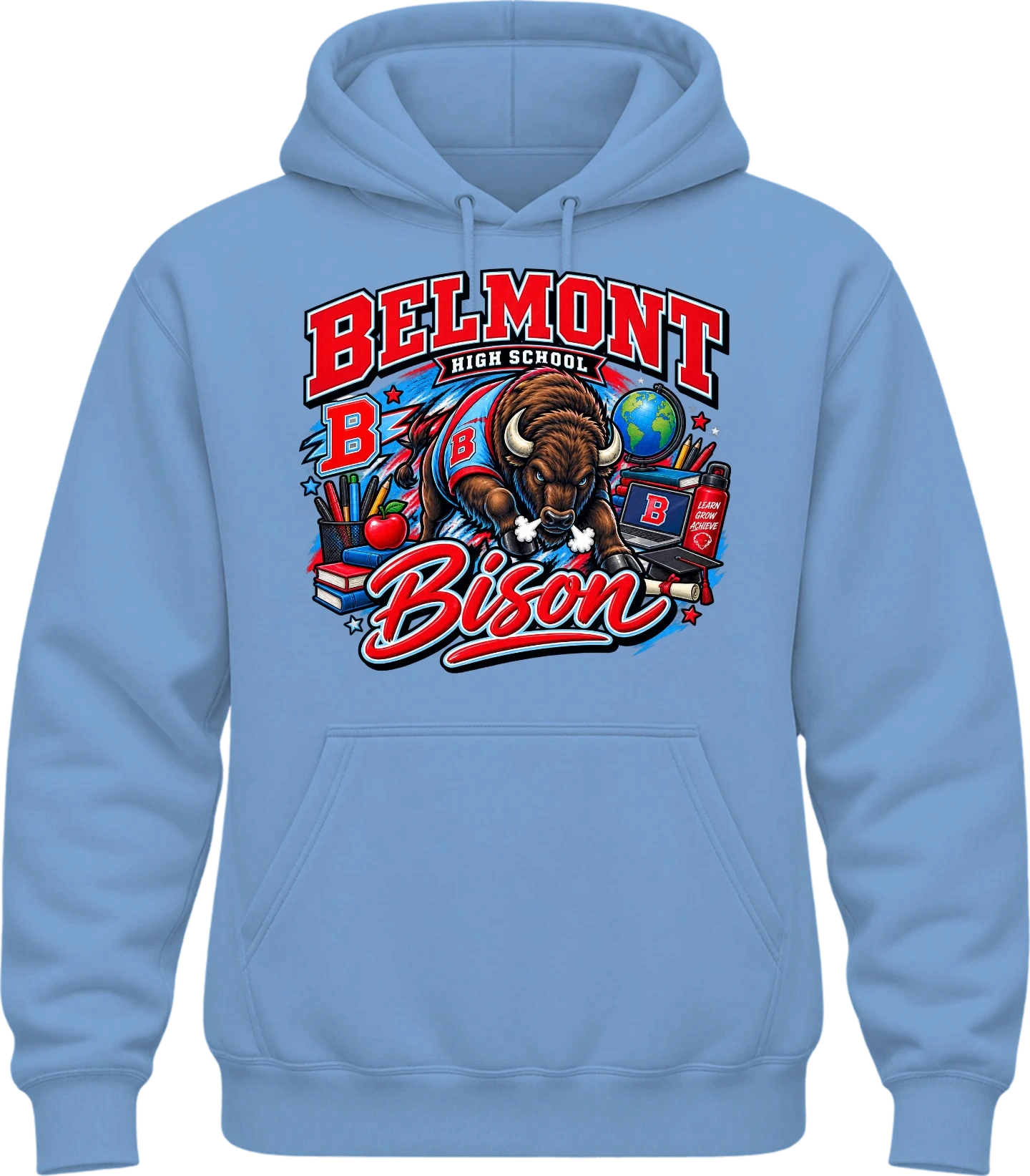 Belmont High School Hoodie — Light Blue