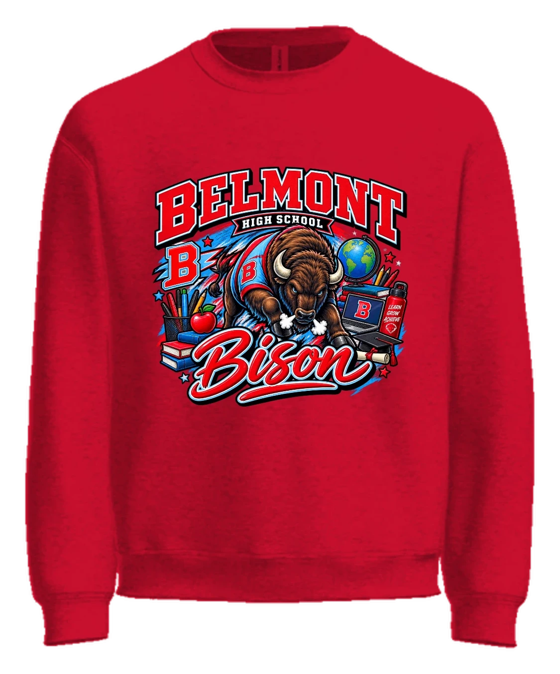 Belmont High School Crewneck — Red