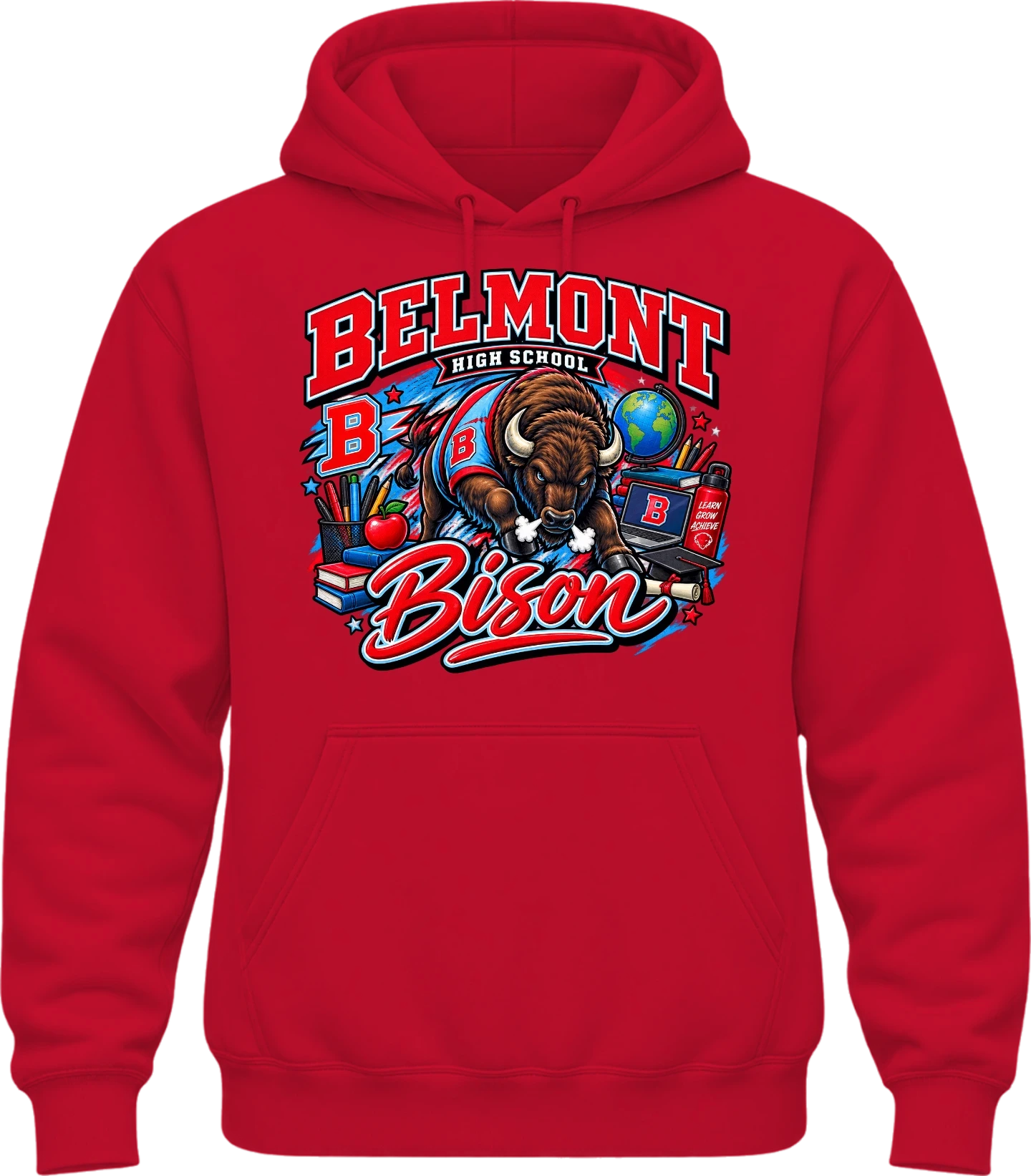 Belmont High School Hoodie — Red
