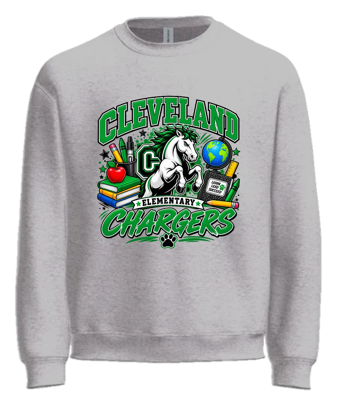 Cleveland Elementary (Chargers) Cleveland Chargers Crewneck — Sport Grey