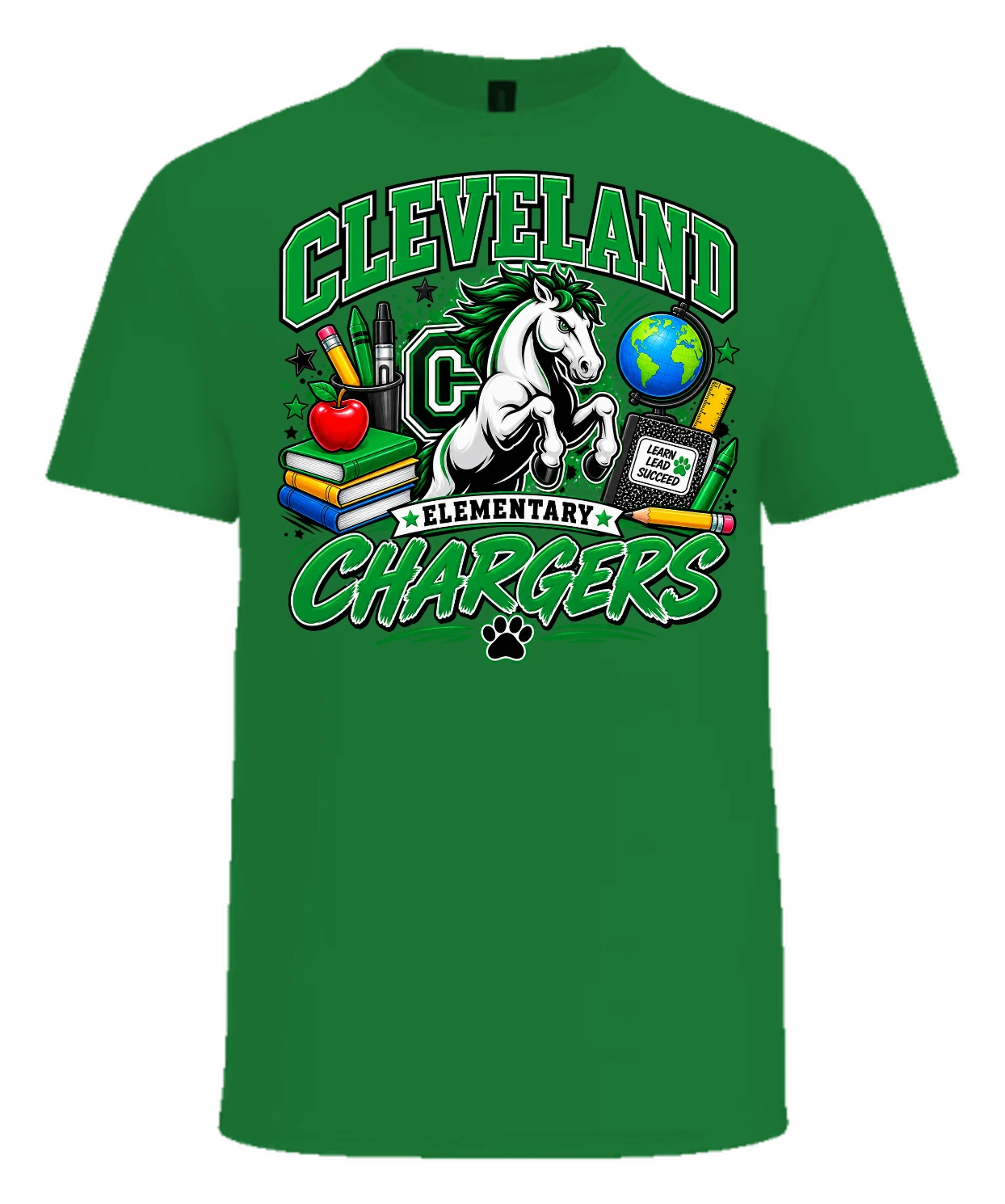 Cleveland Elementary (Chargers) Cleveland Chargers Tee — Kelly Green