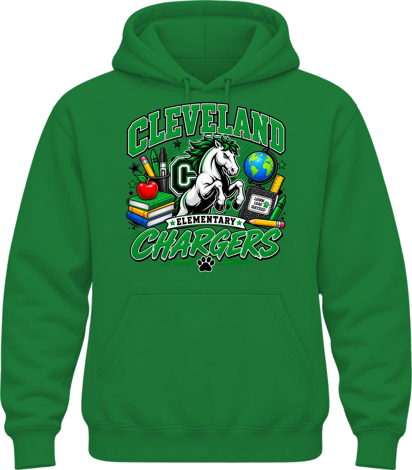 Cleveland Elementary (Chargers) Cleveland Chargers Hoodie — Kelly Green