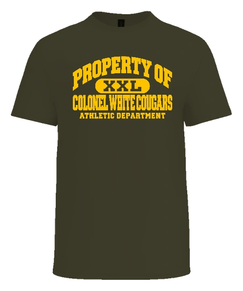 Colonel White Tee — Military Green front