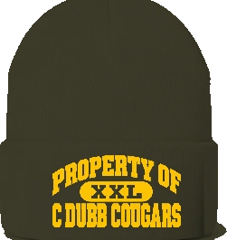 Colonel White Beanie — Military Green front