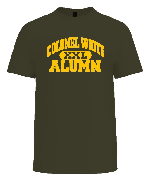 Colonel White Tee — Military Green front