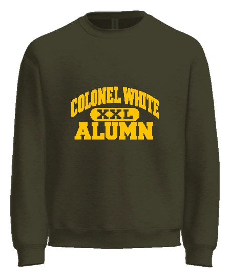 Colonel White Crewneck — Military Green front