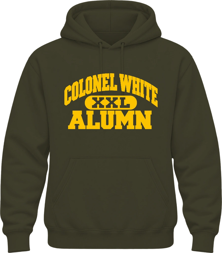 Colonel White Hoodie — Military Green front