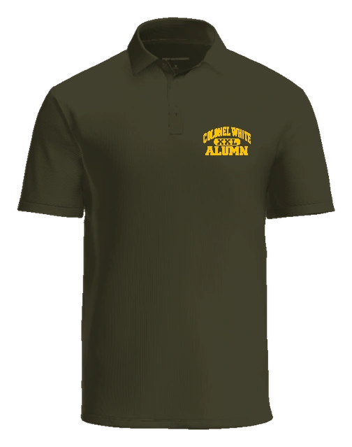 Colonel White Polo — Military Green front