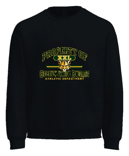 Colonel White Crewneck — Black front