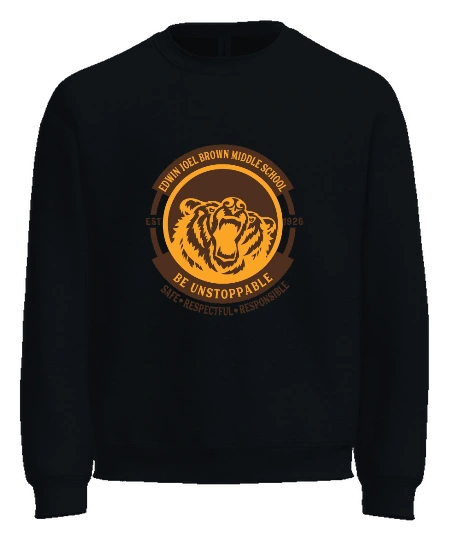 Edwin Joel Brown Middle School Crewneck — Black front