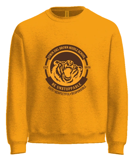 Edwin Joel Brown Middle School Crewneck — Gold front