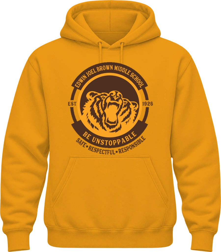 Edwin Joel Brown Middle School Hoodie — Gold front