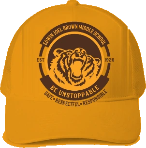 Edwin Joel Brown Middle School Trucker Hat — Gold front