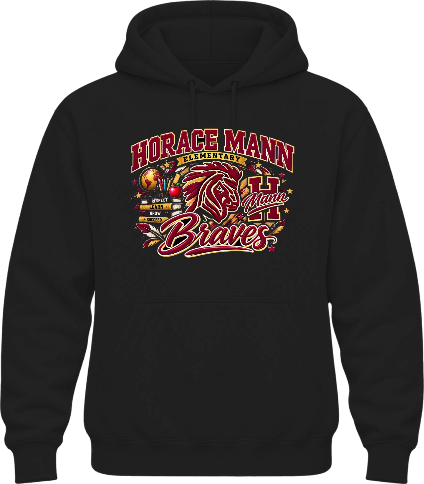 Horace Mann Elementary Horace Mann Braves Hoodie — Black
