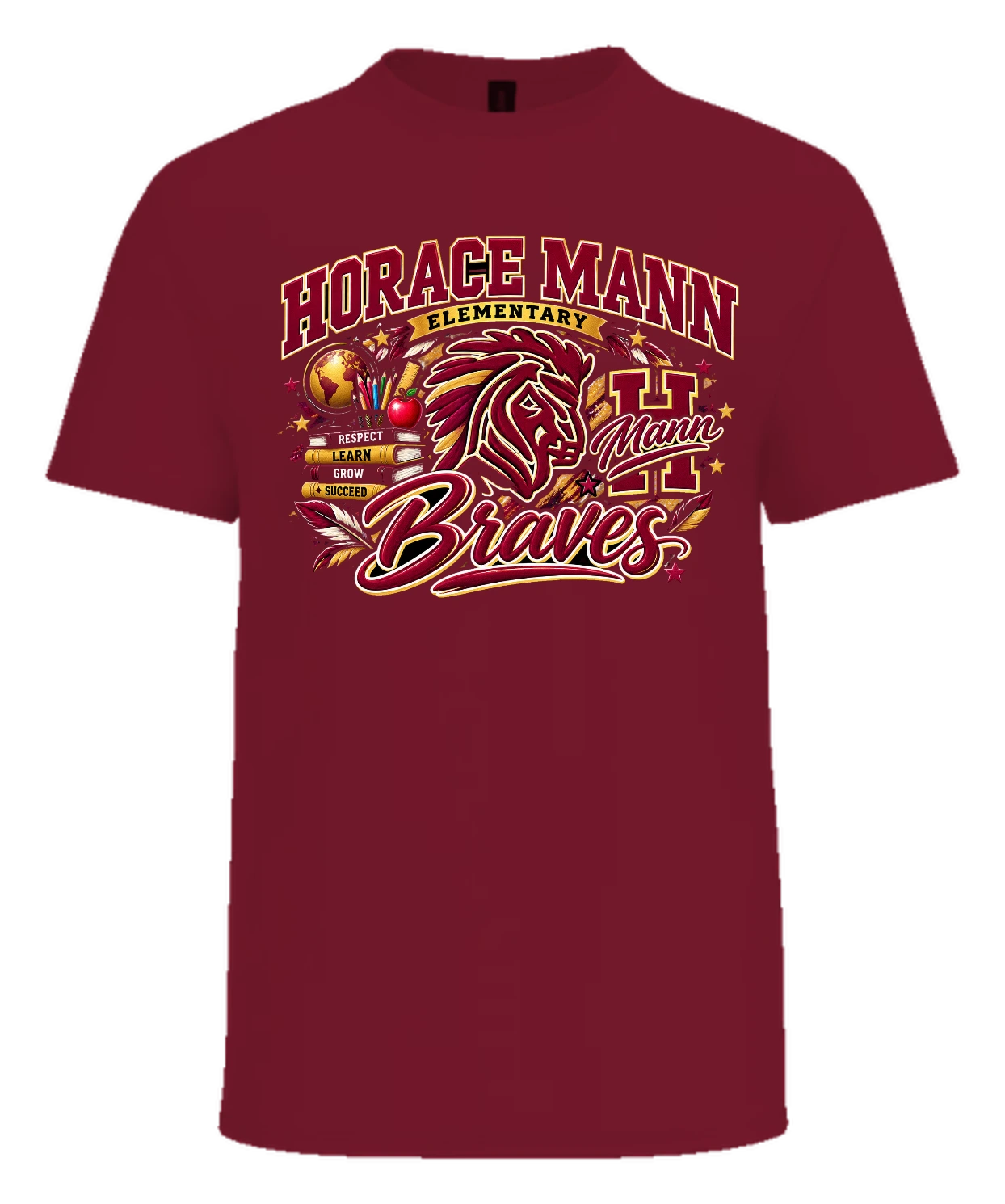 Horace Mann Elementary Horace Mann Braves Tee — Maroon
