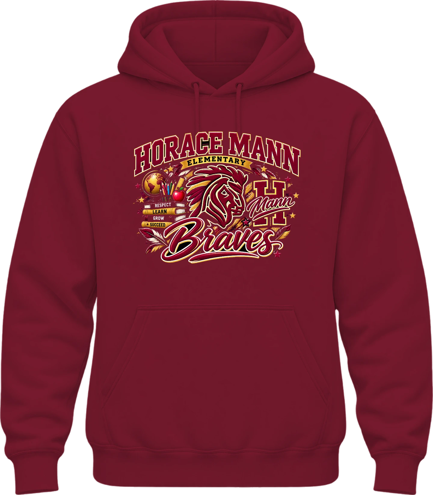 Horace Mann Elementary Horace Mann Braves Hoodie — Maroon