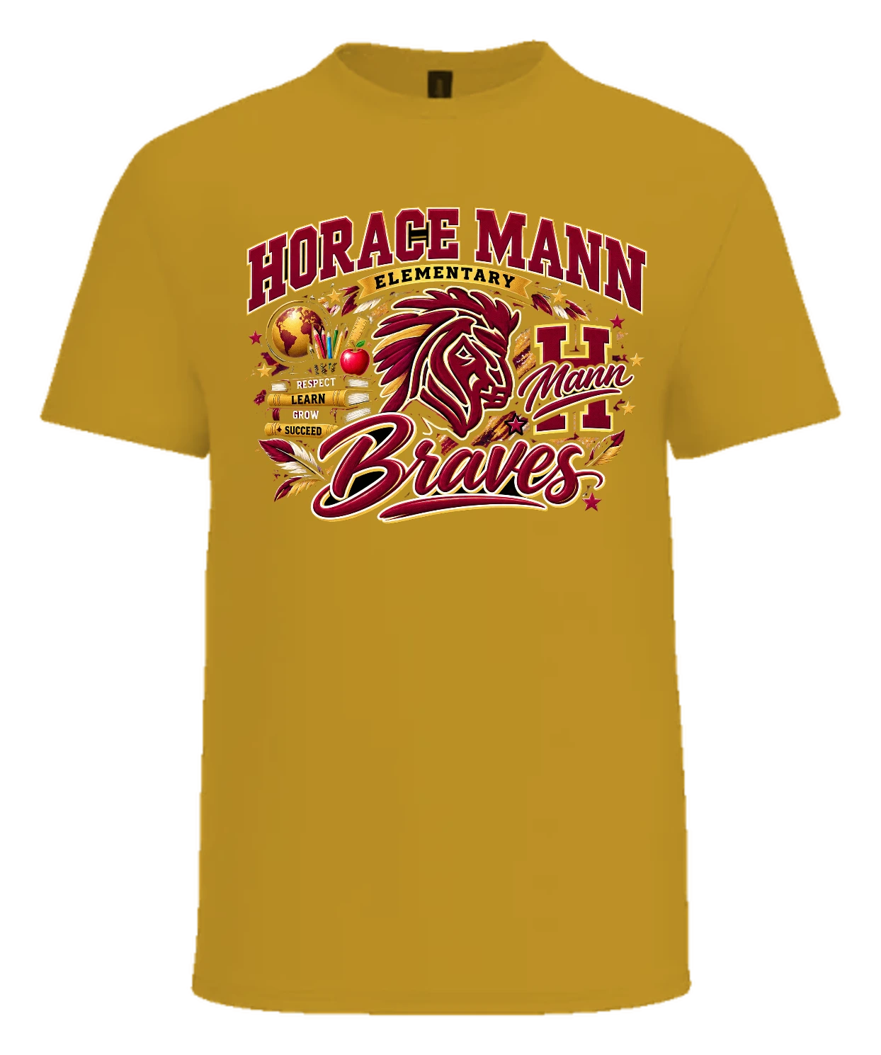 Horace Mann Elementary Horace Mann Braves Tee — Gold