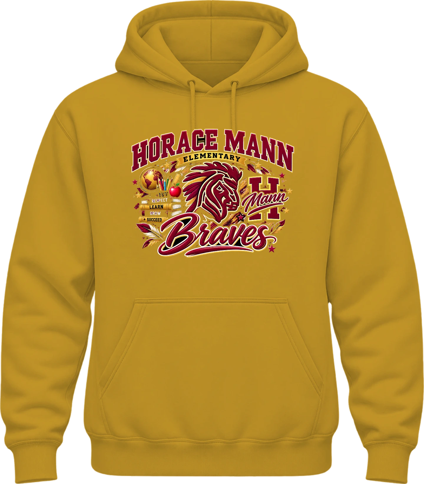Horace Mann Elementary Horace Mann Braves Hoodie — Gold