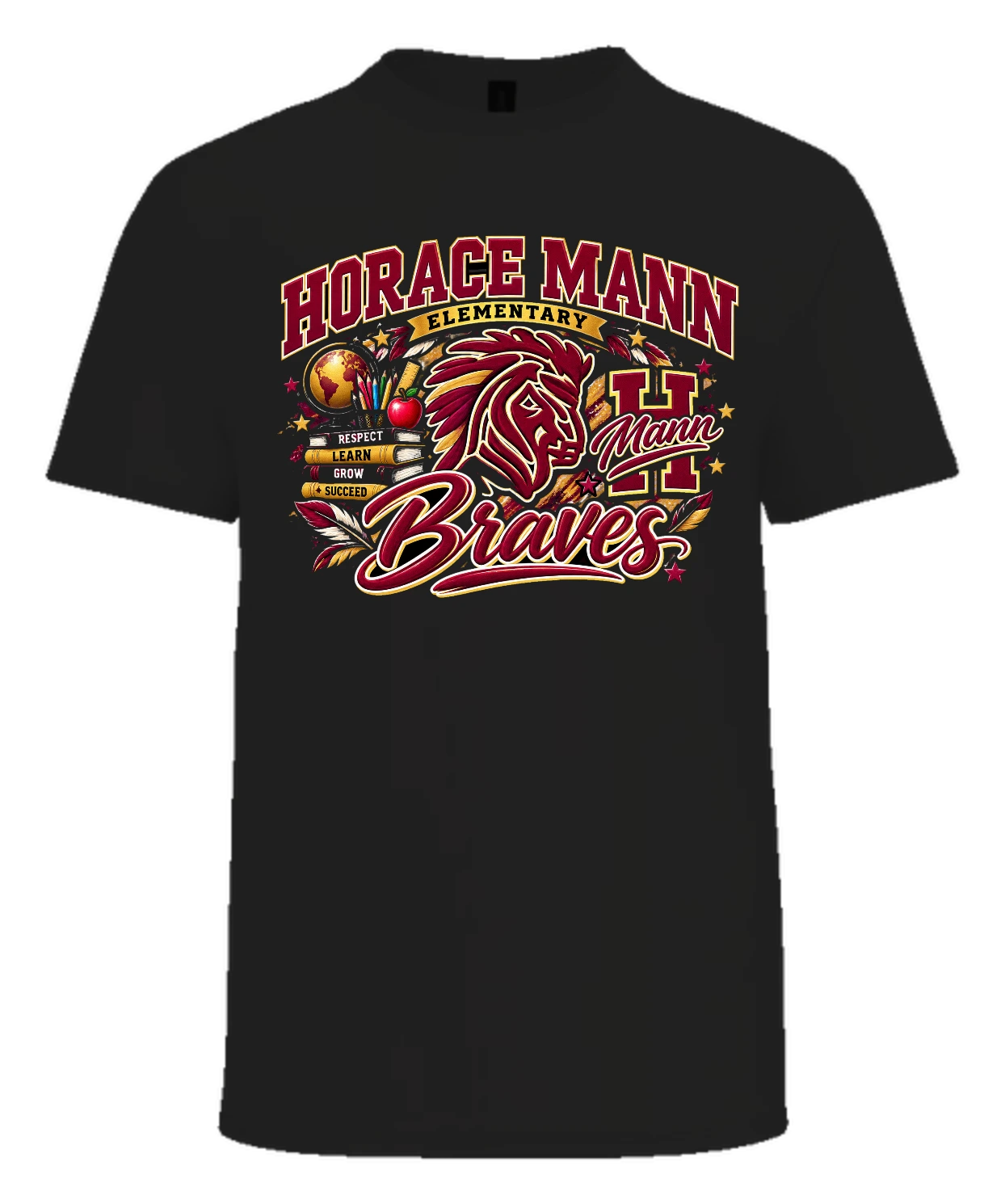 Horace Mann Elementary Horace Mann Braves Tee — Black