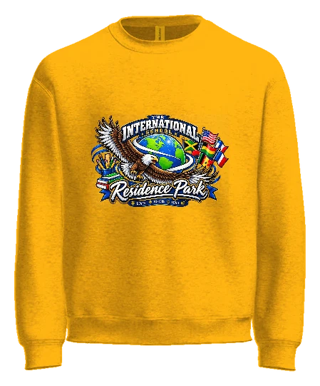 International at Residence Park Crewneck — Gold front