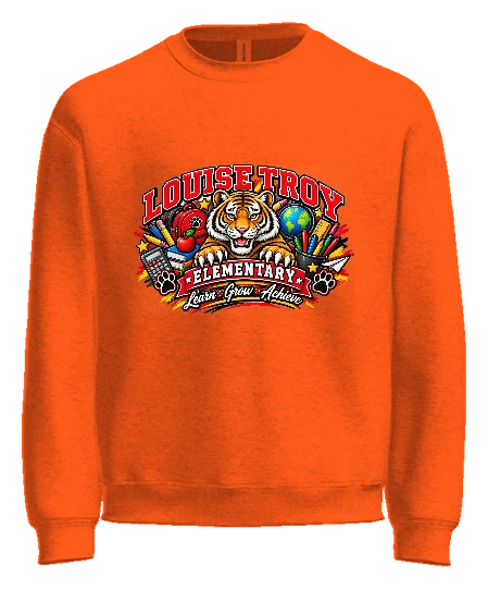 Louise Troy Elementary Crewneck — Orange front