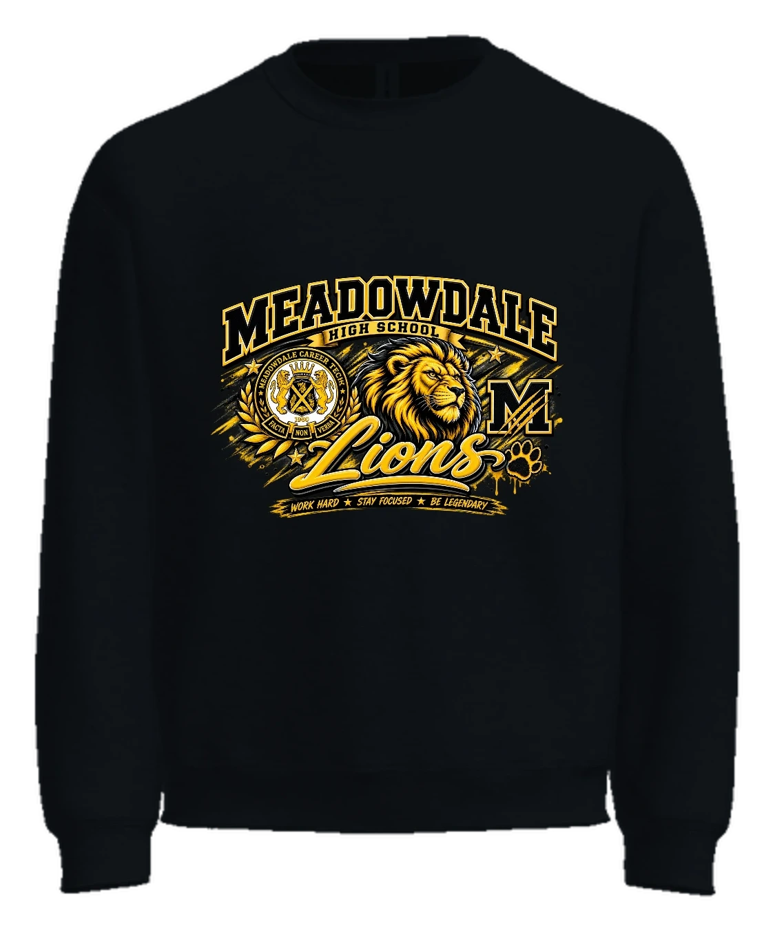 Meadowdale High School Crewneck — Black