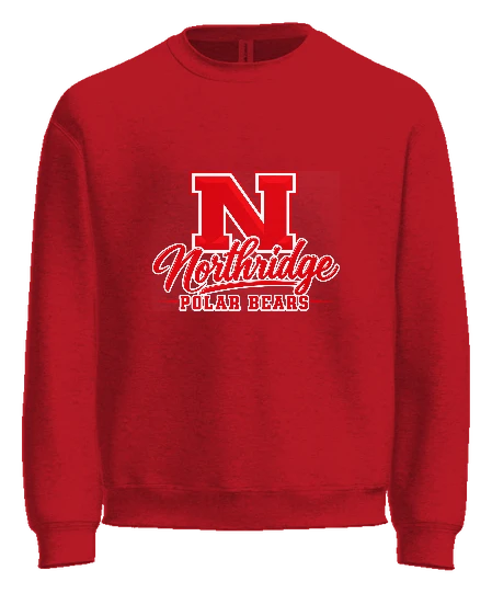 Northridge Polar Bears Crewneck — Red front