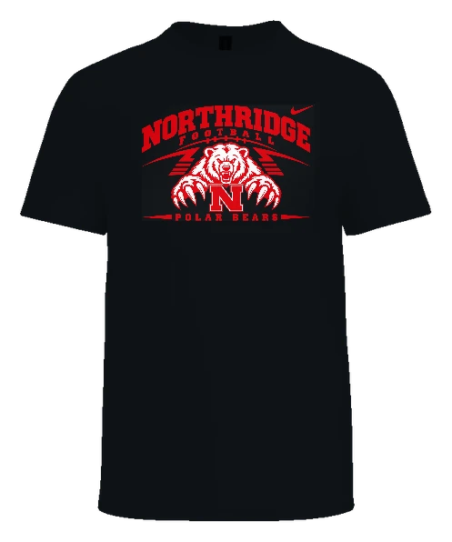 Northridge Polar Bears Bear Mascot Tee — Black front