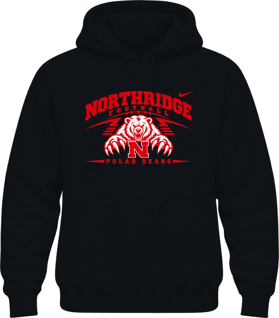 Northridge Polar Bears Team Spirit Nike Hoodie — Black front