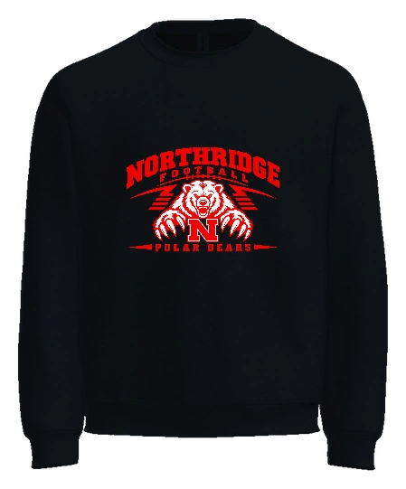 Northridge Polar Bears Crewneck — Black front