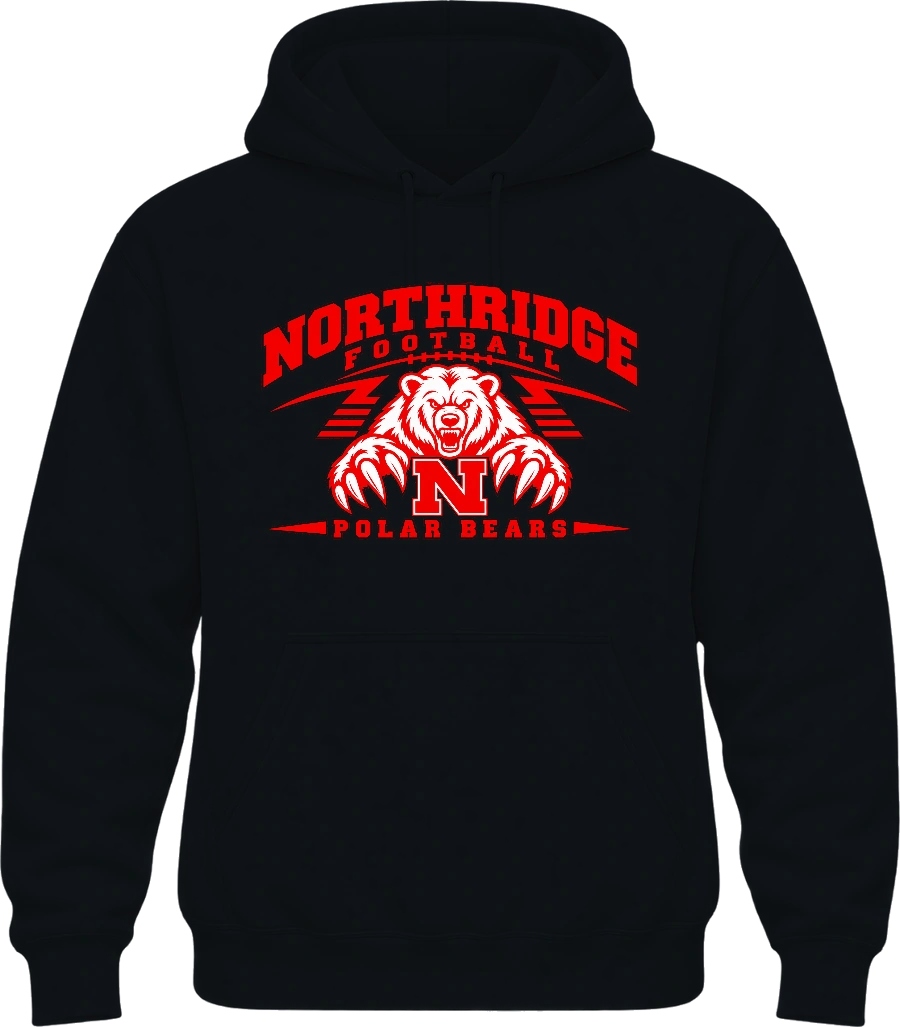 Northridge Polar Bears Hoodie — Black front