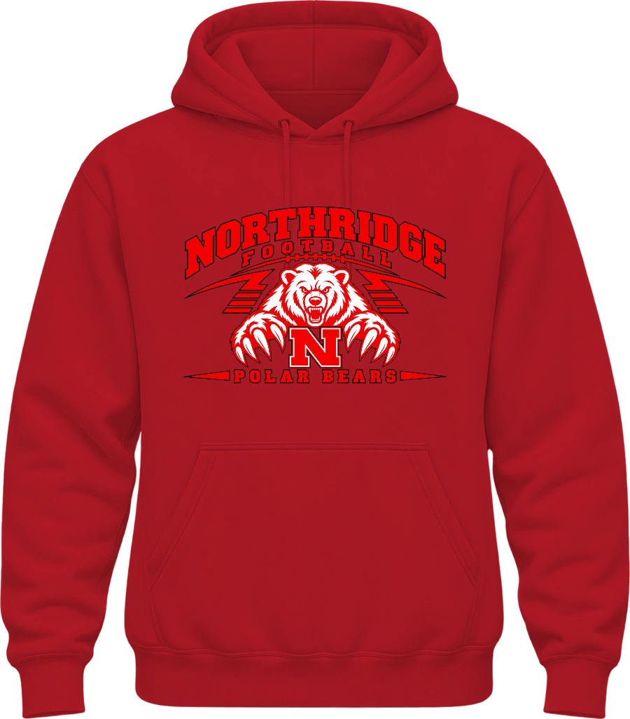 Northridge Polar Bears Hoodie — Red front