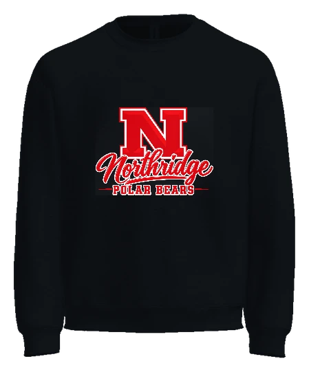 Northridge Polar Bears Crewneck — Black front
