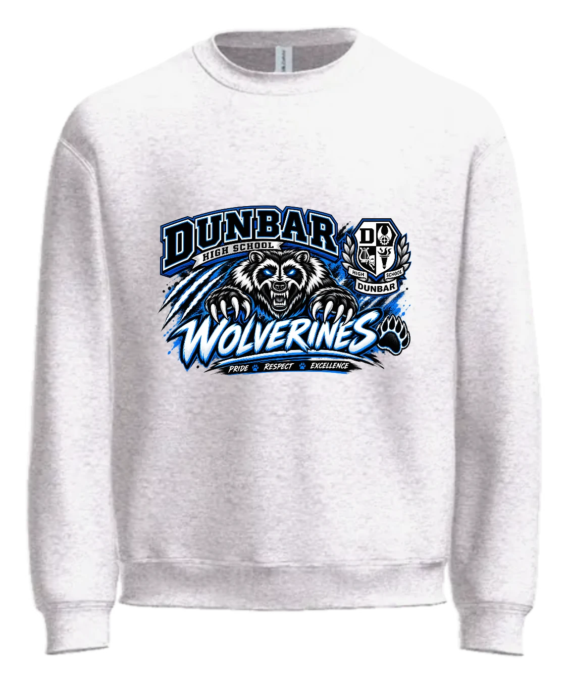 Paul Laurence Dunbar High School Dunbar Wolverines Crewneck — White