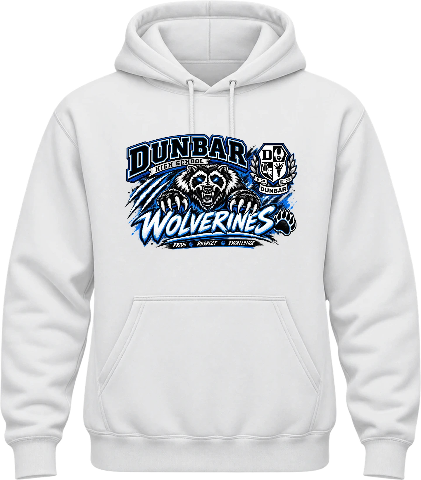 Paul Laurence Dunbar High School Dunbar Wolverines Hoodie — White