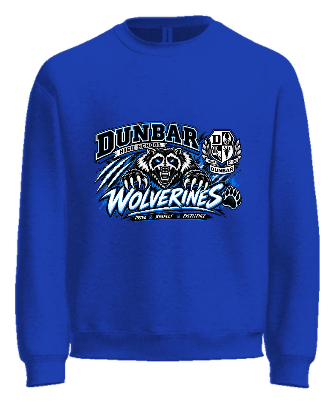 Paul Laurence Dunbar High School Dunbar Wolverines Crewneck — Royal Blue
