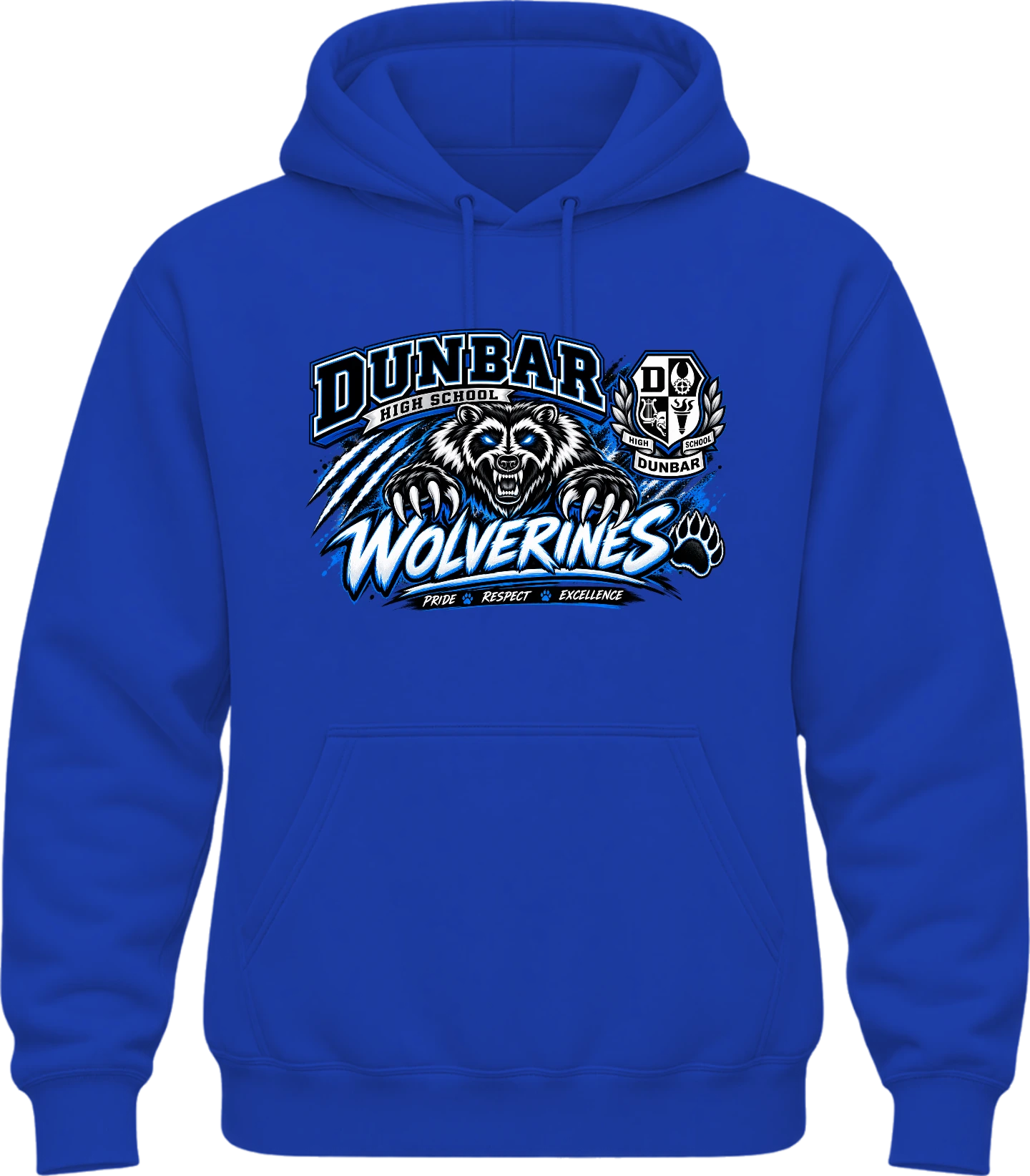 Paul Laurence Dunbar High School Dunbar Wolverines Hoodie — Royal Blue