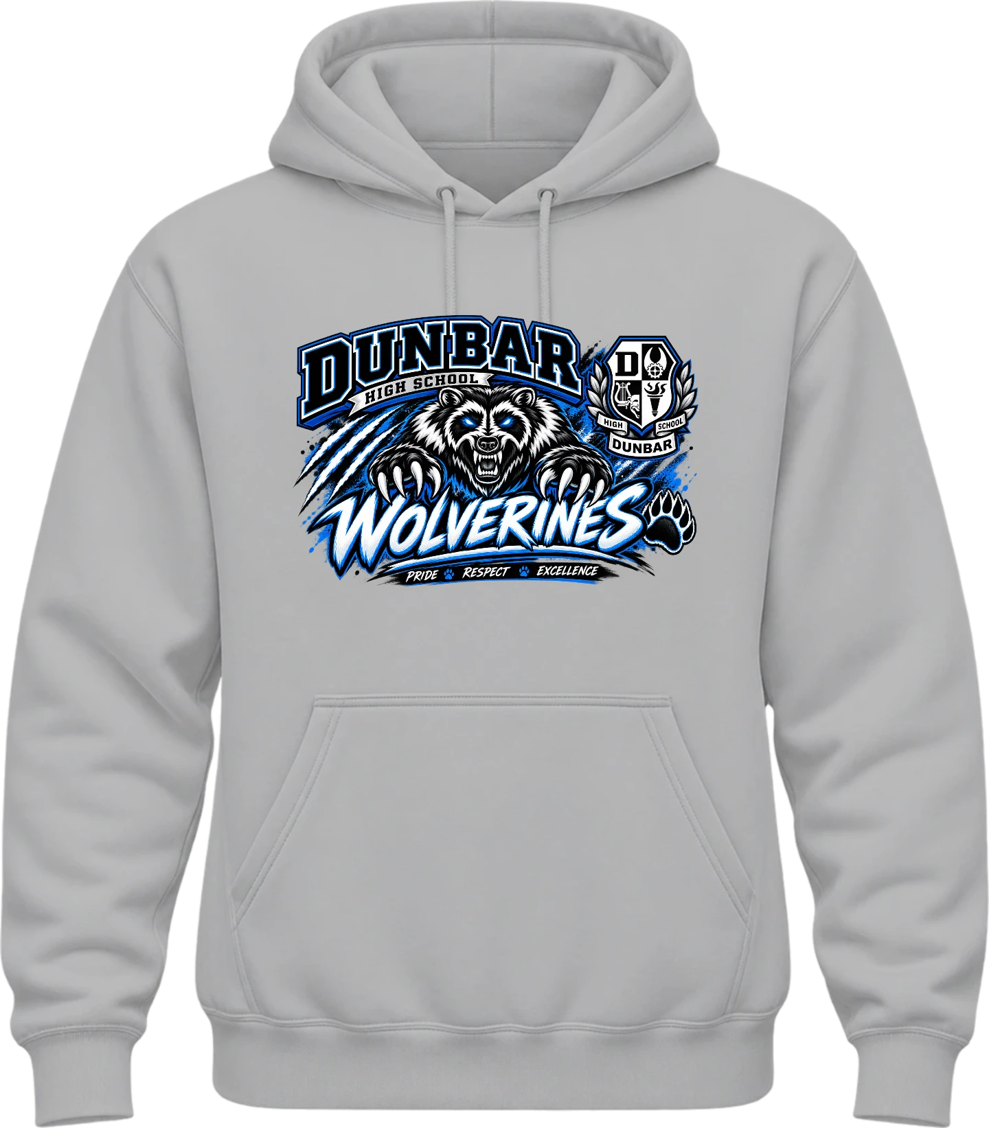 Paul Laurence Dunbar High School Dunbar Wolverines Hoodie — Sport Grey